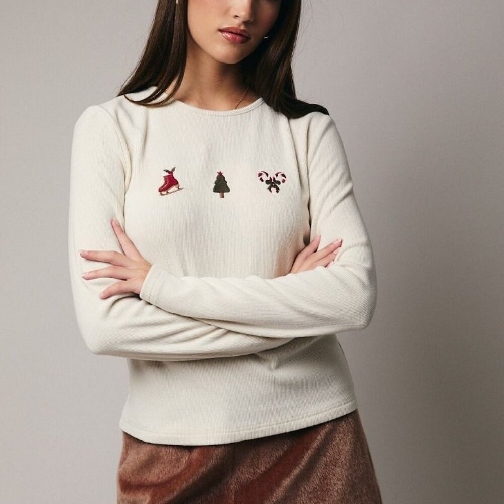 Christmas Motif Long Sleeve Tee